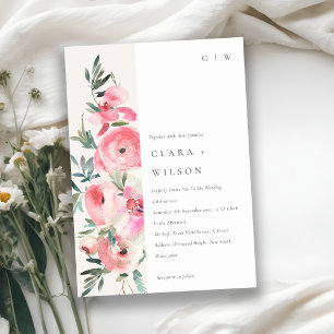 Convites Casamento Floral de Melão Rosa Rosa Rosa Elegante