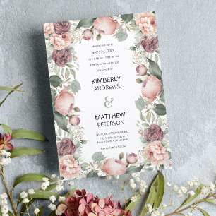 Convites Casamento floral de menta-de-burgata-rosa-esbranqu
