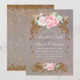 Convites Casamento Floral de Midverão com Violet Blush Dour
