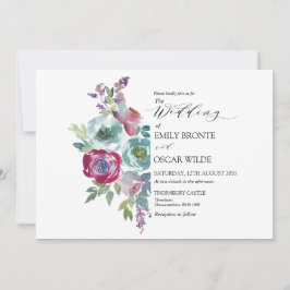 Convites Casamento Floral de Mint e Mauve Watercolor