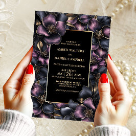 Convites Casamento Floral de Modern Dusty Pink e Cinza