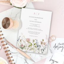 Casamento Floral de Monograma Cor-de-Rosa