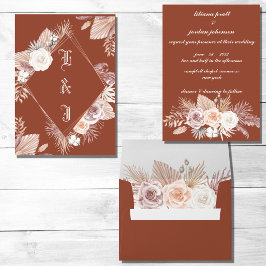 CONVITES CASAMENTO FLORAL DE NA MODA BOHO TERRACOTTA SIMPLE