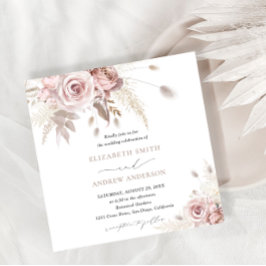 Convites Casamento Floral de Na moda Elegante e Rosa Chic D