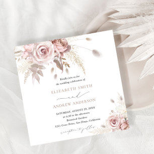 Convites Casamento Floral de Na moda Elegante e Rosa Chic D