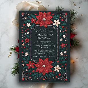 Convites Casamento Floral de Natal Elegante Rústico Mexican