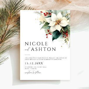 Convites Casamento Floral de Natal Moderno