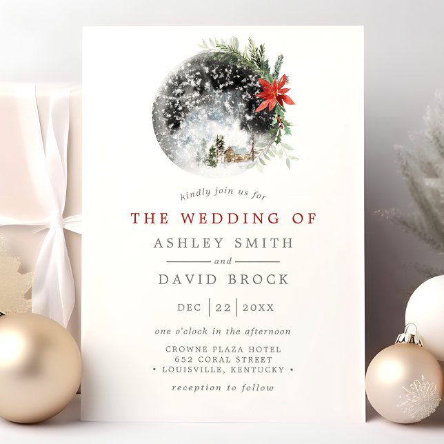 Convites Casamento Floral de Natal Poinsettia Moon (Criador carregado)