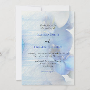 Convites Casamento Floral de Orquídea Azul Tropical Moderna