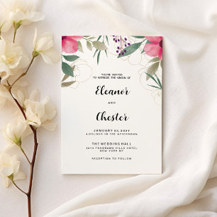 Convites Casamento floral de ouro rosa elegante