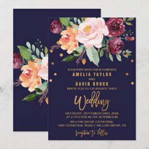Convites Casamento Floral de outono