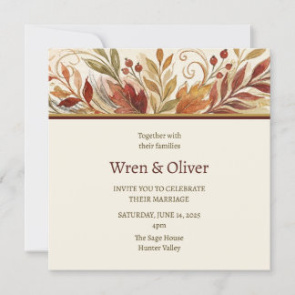 Convites Casamento Floral de Outono