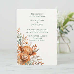 Convites Casamento Floral de Outono com Vaca das Terras Alt