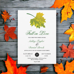 Convites Casamento Floral de Outono de Verde com Aquarela