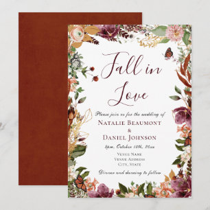 Convites Casamento Floral de outono Elegante