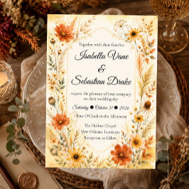 Convites Casamento Floral de Outono Elegante