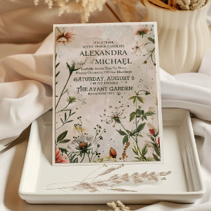 Convites Casamento Floral de Outono Elegante e Moderno na F