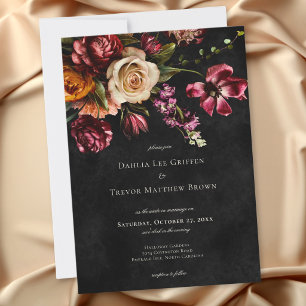 Convites Casamento Floral de Outono Elegante e Sombrio