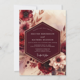 Convites Casamento Floral de Outono em Borgonha