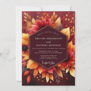 Convites Casamento Floral de Outono em Borgonha