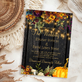 Convites Casamento floral de outono em madeira rústica de c