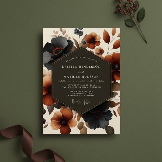 Convites Casamento Floral de Outono em Siena (Criador carregado)
