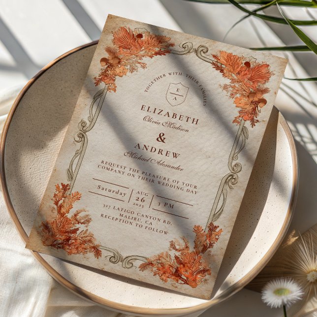 Convites Casamento Floral de Outono Rústico (Criador carregado)