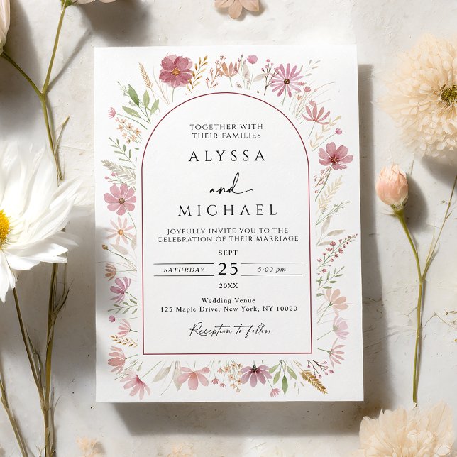 Convites Casamento Floral de Outono Selvagem (Criador carregado)