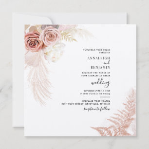 Convites Casamento Floral de Palmas Secas de Grama de Pampa