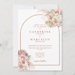Convites Casamento Floral de Pampas Grass Terracotta Arch