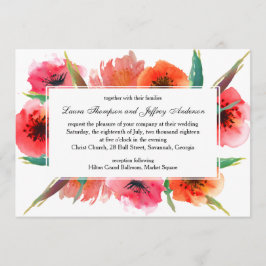 Convites Casamento Floral de Papas Pintadas Vermelhas