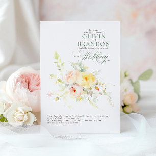 Convites Casamento Floral de Pastéis Românticos Whimsical