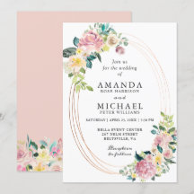 Casamento Floral de Pastel Blush de Quadro Oval Mo
