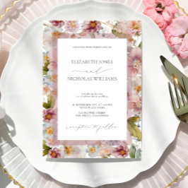 Convites Casamento Floral de Pastel Watercolor