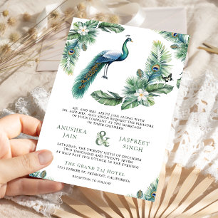Convites Casamento Floral de Pavão Indiano Tropical Tudo em