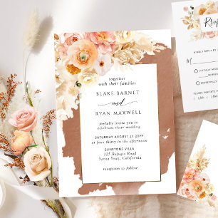 Convites Casamento Floral De Peach Blush Cream Terracotta E