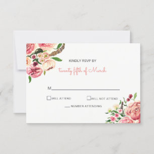 Convites Casamento Floral de Peach e Coral Flowers