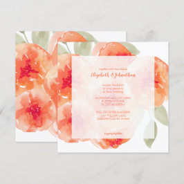 Convites Casamento Floral de Pêonias de Aquarela Elegante