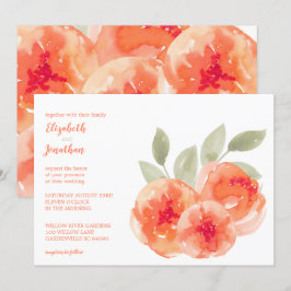 Convites Casamento Floral de Pêonias de Aquarela Elegante