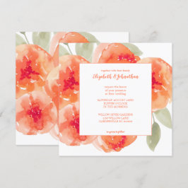 Convites Casamento Floral de Pêonias de Aquarela Elegante