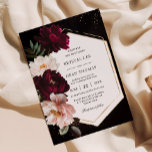 Convites Casamento Floral de Peonies Blush Moody Burgundy E<br><div class="desc">Personalize este elegante convite de casamento fácil e rapidamente. Basta clicar no botão Editar usando ferramentas de Design para editar o texto, alterar as fontes e as cores das fontes. Apresentando uma burgundia decadente e flores cor-de-rosa pinceladas contra um fundo de mal-humorado escuro. Itens correspondentes disponíveis no repositório. c) Paperie...</div>