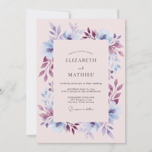 Convites Casamento Floral de Periwinkle na Floresta