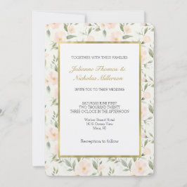 Convites Casamento Floral de Pêssego