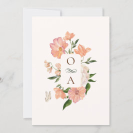 Convites Casamento floral de pêssego