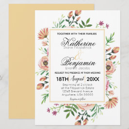 Convites Casamento Floral de Pêssego