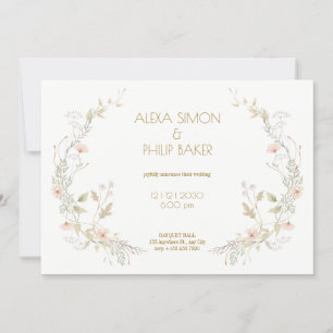 Convites Casamento Floral de Pêssego Branco