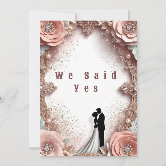 Convites 💐 Casamento Floral de Pêssego de Primavera com Ca (Frente)