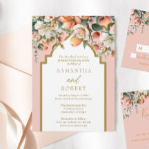 Casamento Floral de Pêssego e Dourada Aquarela