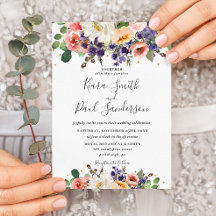 Casamento Floral De Pêssego Laranja Roxo-Vibrante