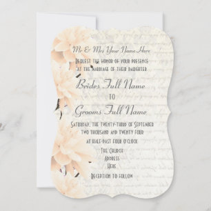 Convites Casamento floral de pêssego verde-pastel, feminino